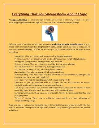everything that you should know about etape