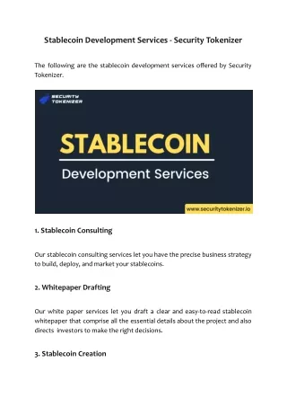 stablecoin development services security tokenizer