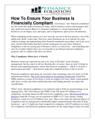 How To Ensure Your Business Is Financially Compliant