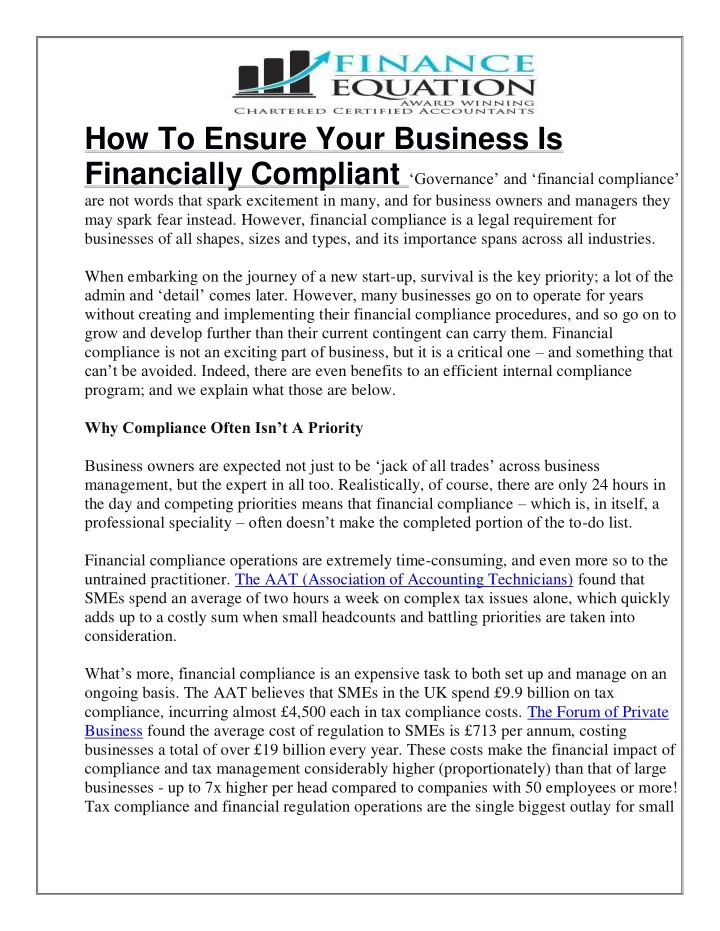 how to ensure your business is financially