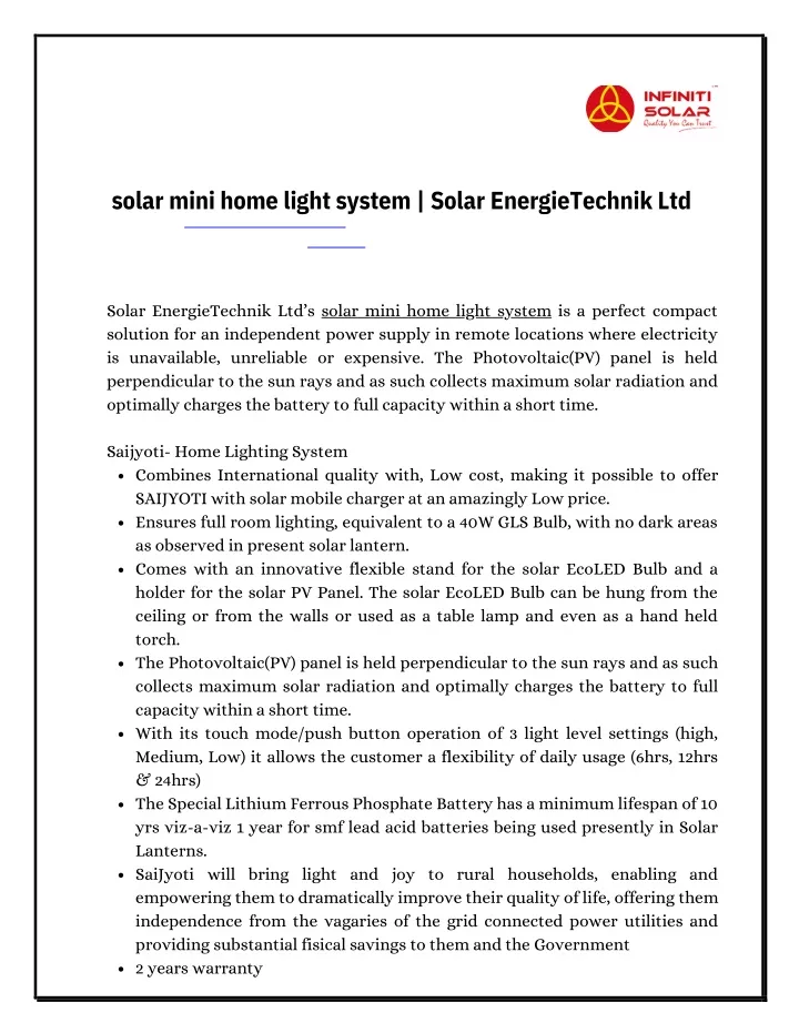 solar mini home light system solar energietechnik
