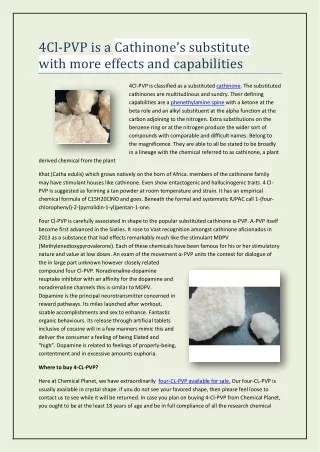 4cl pvp is a cathinone s substitute with more