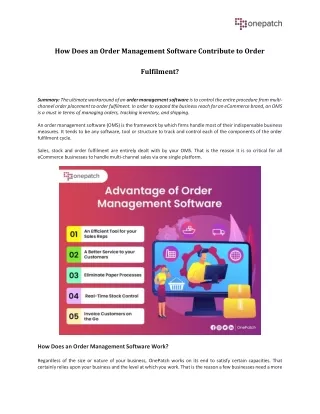 how does an order management software contribute