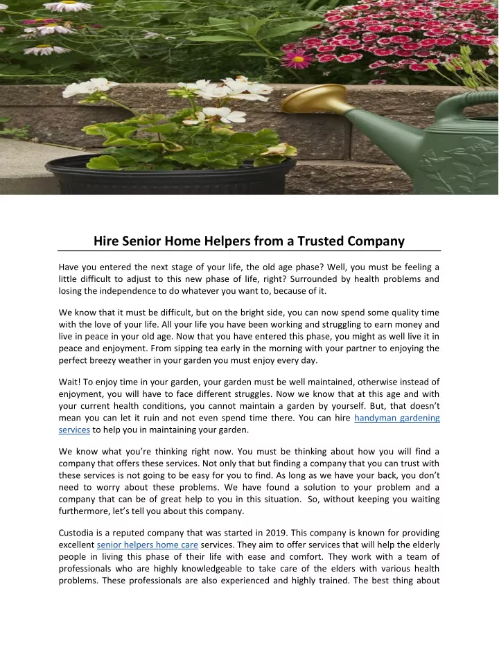 hire senior home helpers from a trusted company