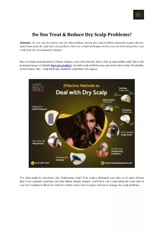 How Do You Treat & Reduce Dry Scalp Problems