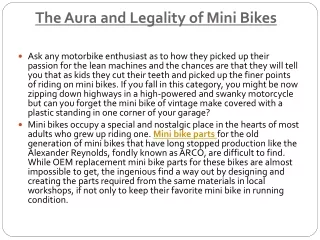 The Aura and Legality of Mini Bikes