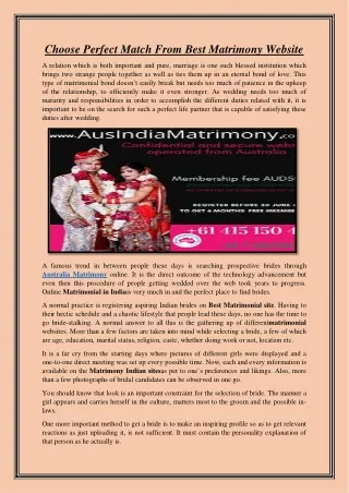 Choose Perfect Match From Best Matrimony Website