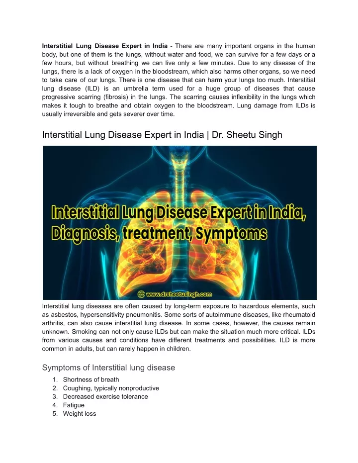interstitial lung disease expert in india there