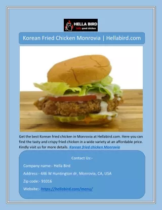 Korean Fried Chicken Monrovia | Hellabird.com