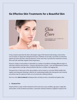 Six Effective Skin Treatments for a Beautiful Skin