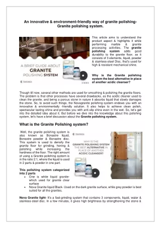 an innovative environment friendly way of granite