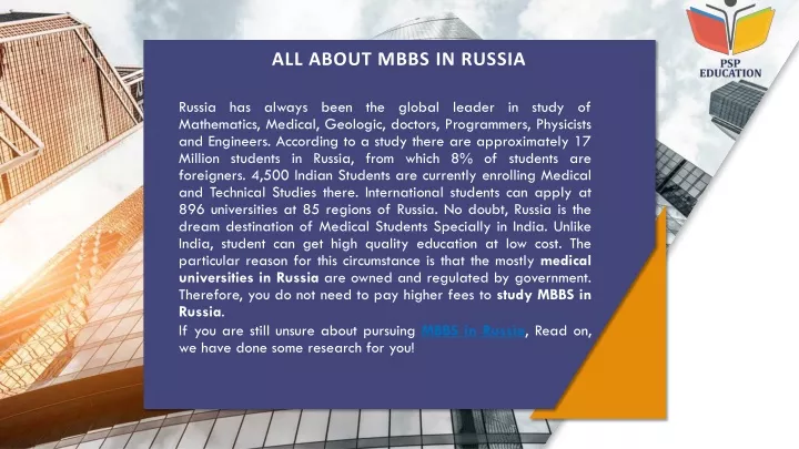 all about mbbs in russia