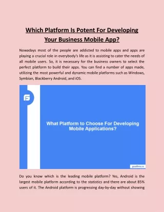 which platform is potent for developing your