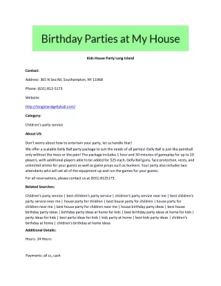 Kids House Party Long Island