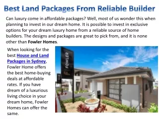 Best Land Packages From Reliable Builder
