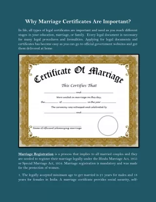 why marriage certificates are important