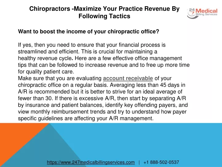 chiropractors maximize your practice revenue by following tactics