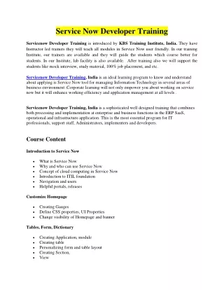 service now developer training