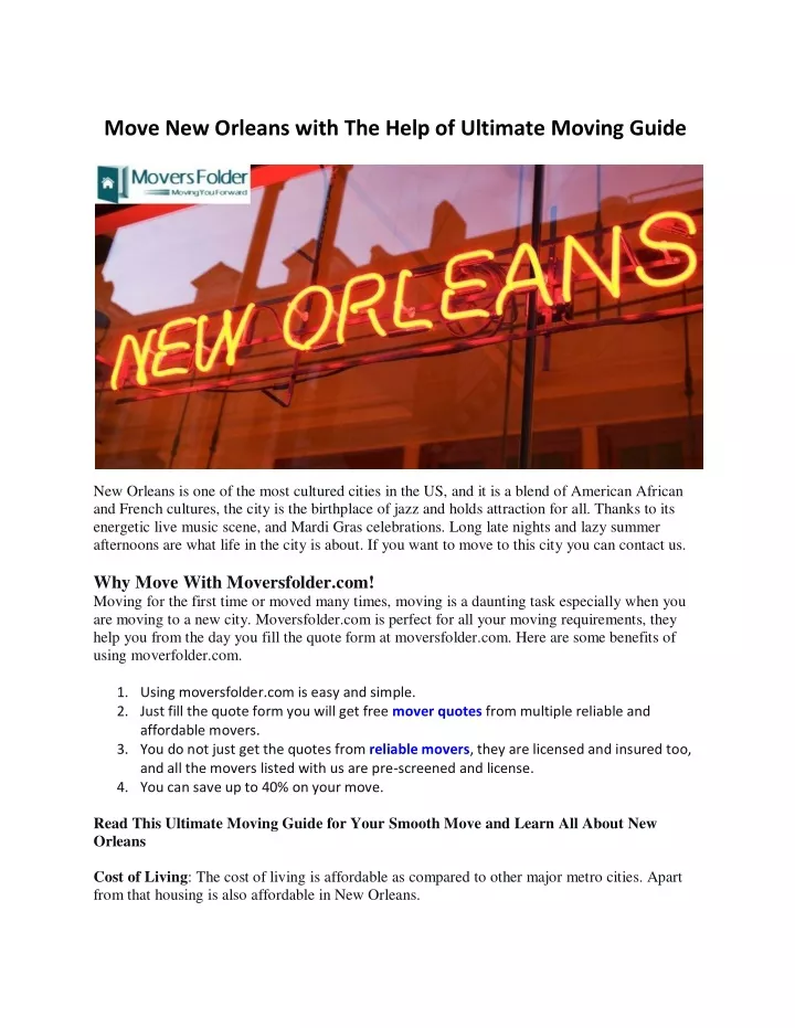 move new orleans with the help of ultimate moving