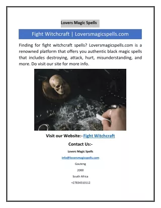 Fight Witchcraft | Loversmagicspells.com