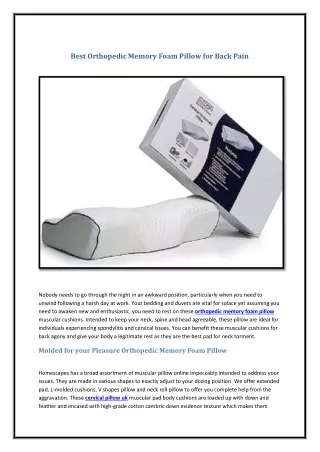 Best Orthopedic Memory Foam Pillow for Back Pain
