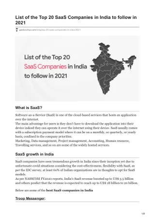 List of the Top 20 SaaS Companies in India to follow in 2021