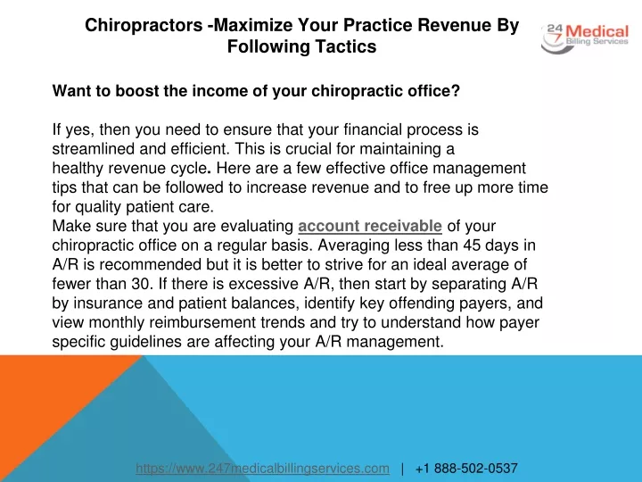 chiropractors maximize your practice revenue