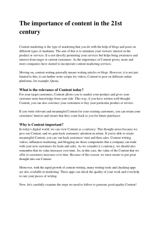 the importance of content in the 21st century