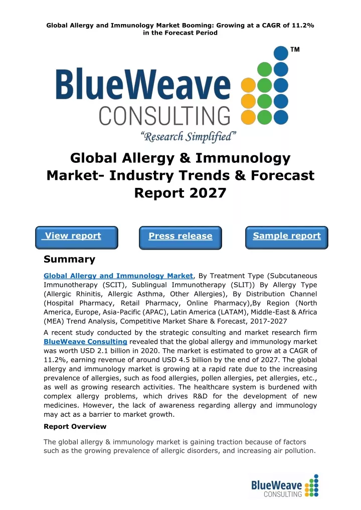 global allergy and immunology market booming