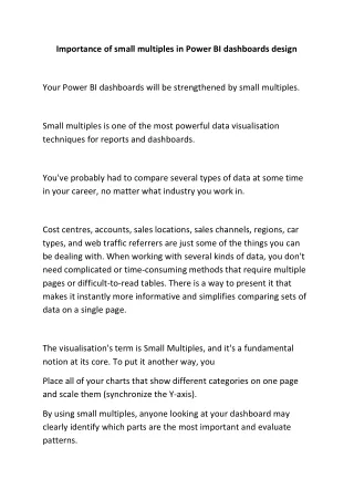 importance of small multiples in power