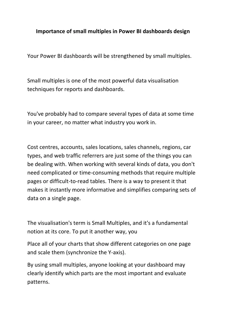 importance of small multiples in power