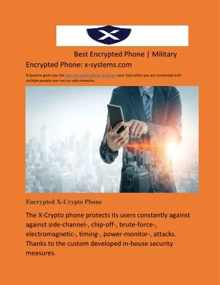 Best Encrypted Phone | Military Encrypted Phone: x-systems.com
