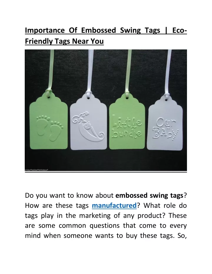 importance of embossed swing tags eco friendly