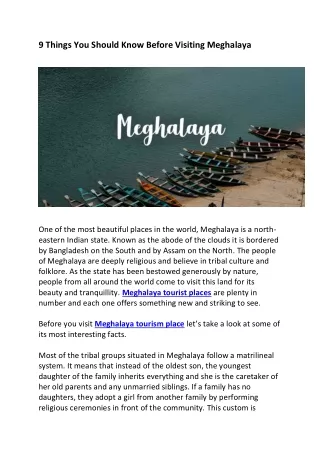 9 Things You Should Know Before Visiting Meghalaya