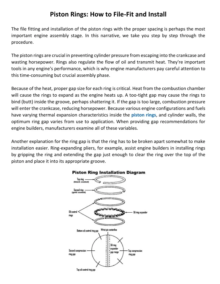 piston rings how to file fit and install