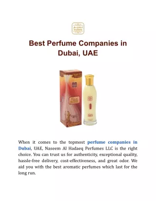 Best Perfume Companies in Dubai, UAE