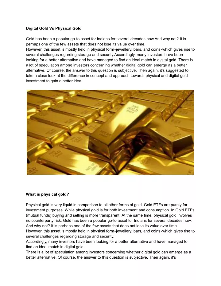 PPT - Digital Gold Vs Physical Gold PowerPoint Presentation, Free ...