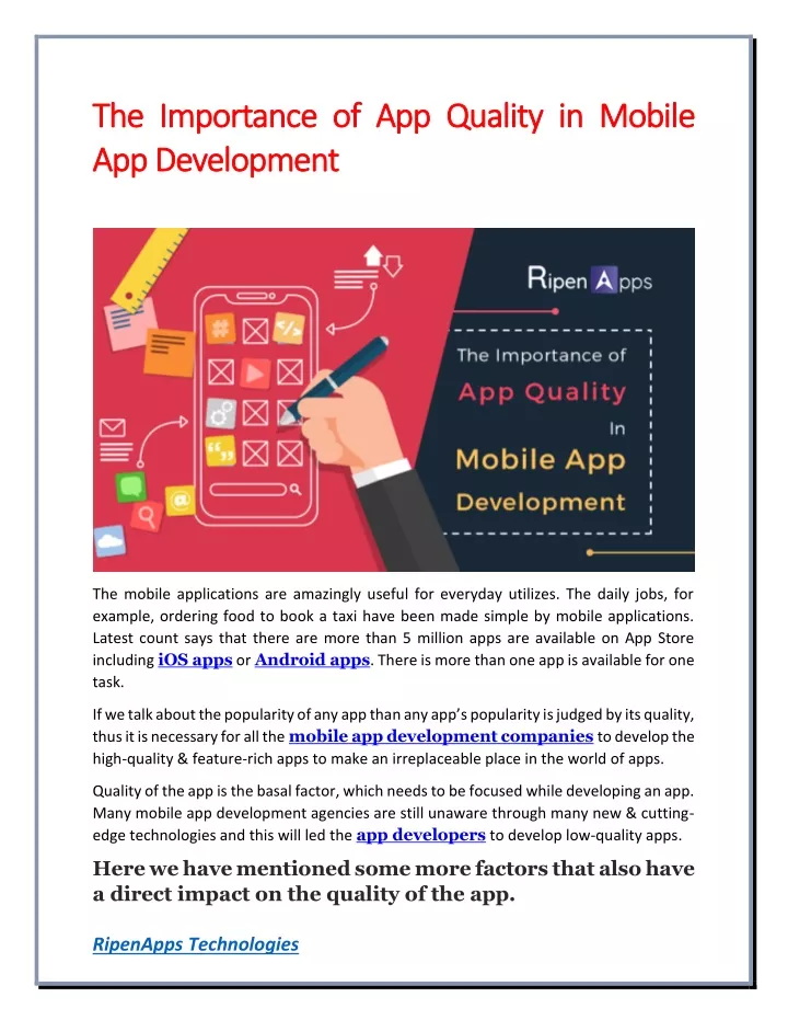 the importance of app quality in mobile