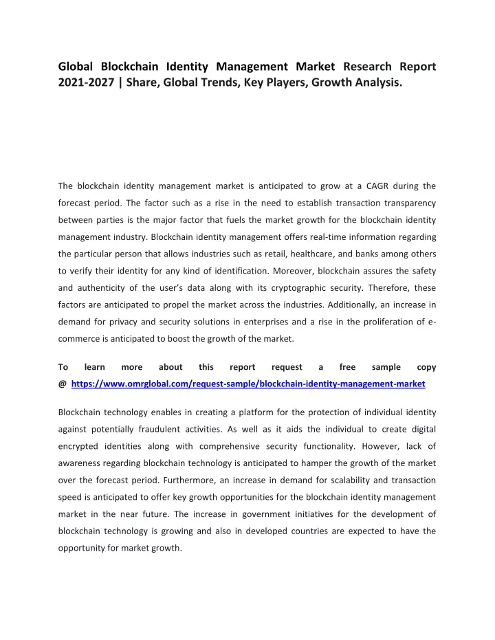 global blockchain identity management market