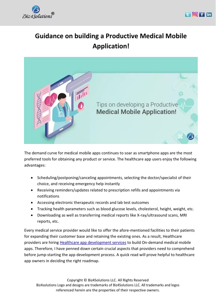 guidance on building a productive medical mobile