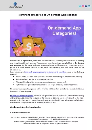 prominent categories of on demand applications