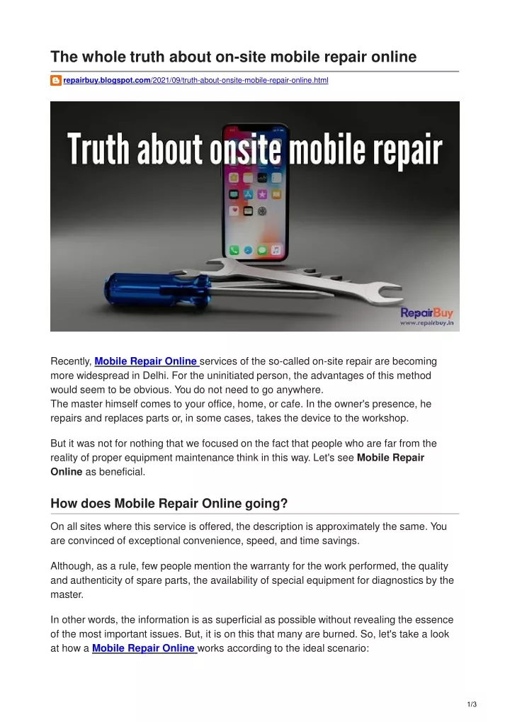 the whole truth about on site mobile repair online