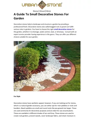 A Guide To Small Decorative Stones For Garden