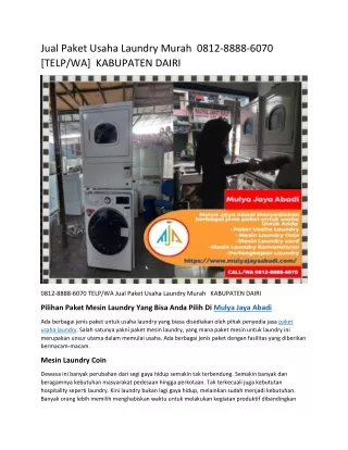 Jual Paket Usaha Laundry Murah  0812-8888-6070 [TELP/WA]  KABUPATEN DAIRI