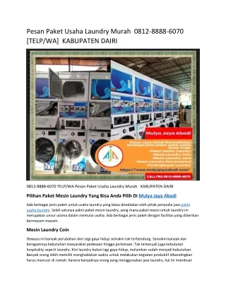 Pesan Paket Usaha Laundry Murah  0812-8888-6070 [TELP/WA]  KABUPATEN DAIRI