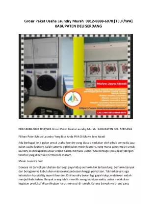 Grosir Paket Usaha Laundry Murah 0812-8888-6070 [TELP/WA] KABUPATEN DELI SERDANG