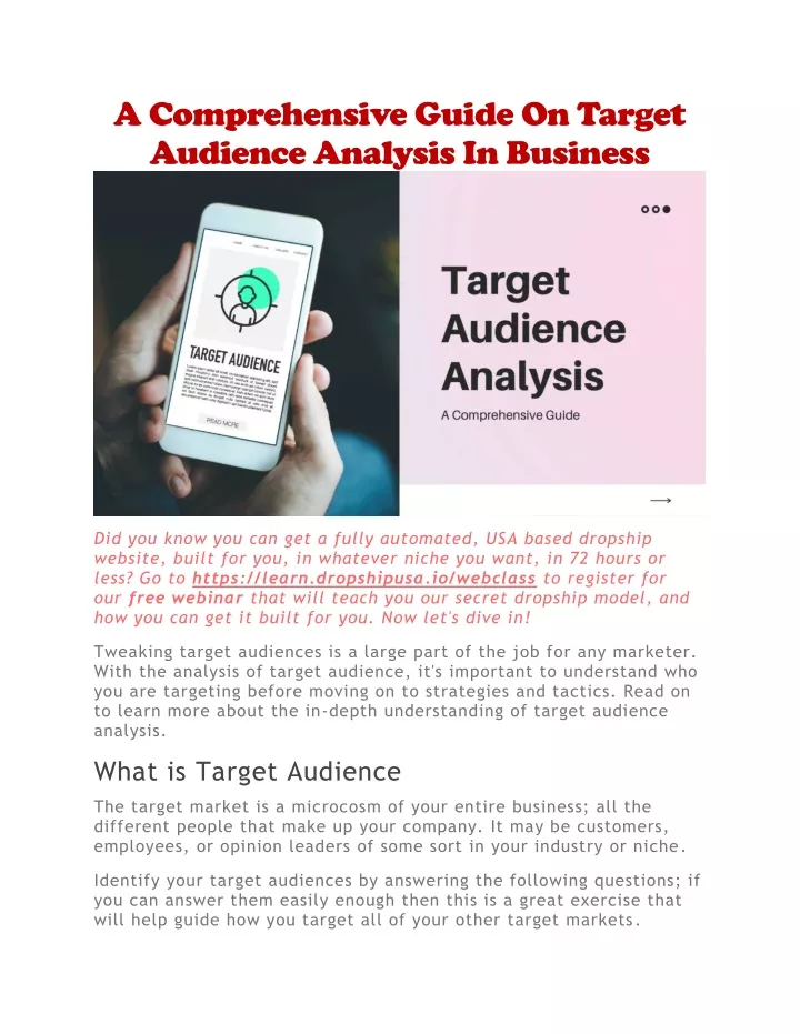 a comprehensive guide on target audience analysis