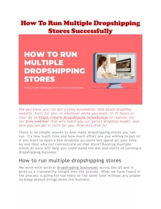 how to run multiple dropshipping stores