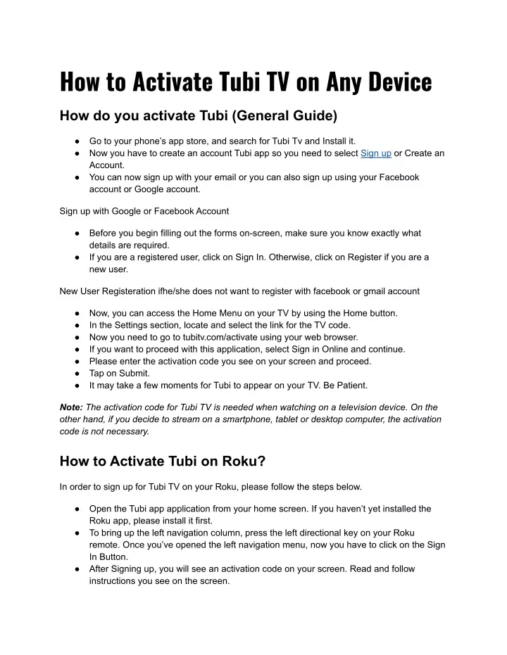 PPT - How To Activate Tubi TV On Any Device PowerPoint Presentation ...