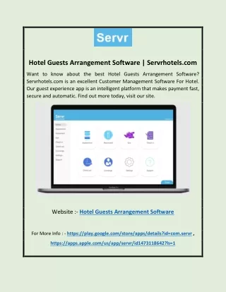Hotel Guests Arrangement Software | Servrhotels.com